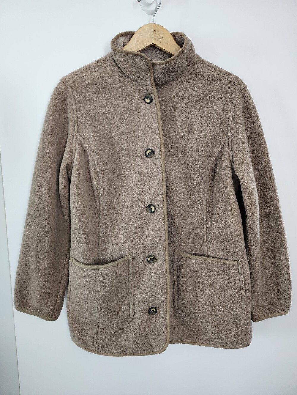 L.L. BEAN Polartec Fleece Jacket Coat Tan Taupe Color Size Large Gorpcore Layer